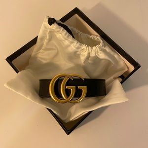 Gucci Marmont wide leather belt womens